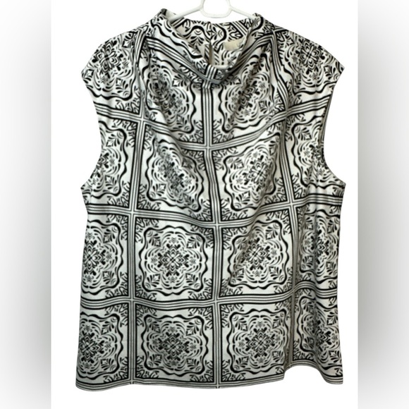 Loft Black and White Patterned Sleeveless Top NWOT - Picture 1 of 6